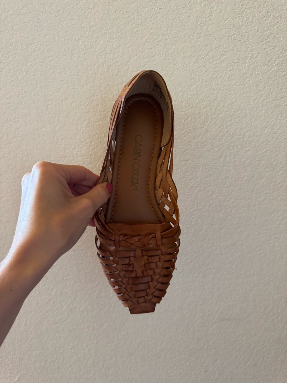 Cabin Creek Woven Pointed Toe Flat in Brown